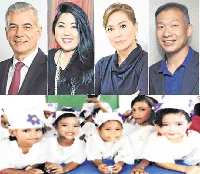 Top: Fernando Zobel, Isabel Martel Francisco, Karen Davila and Dr. Emilio Yap III, trustees of MovEd Foundation; above: some of the children who will benefit from its advocacy