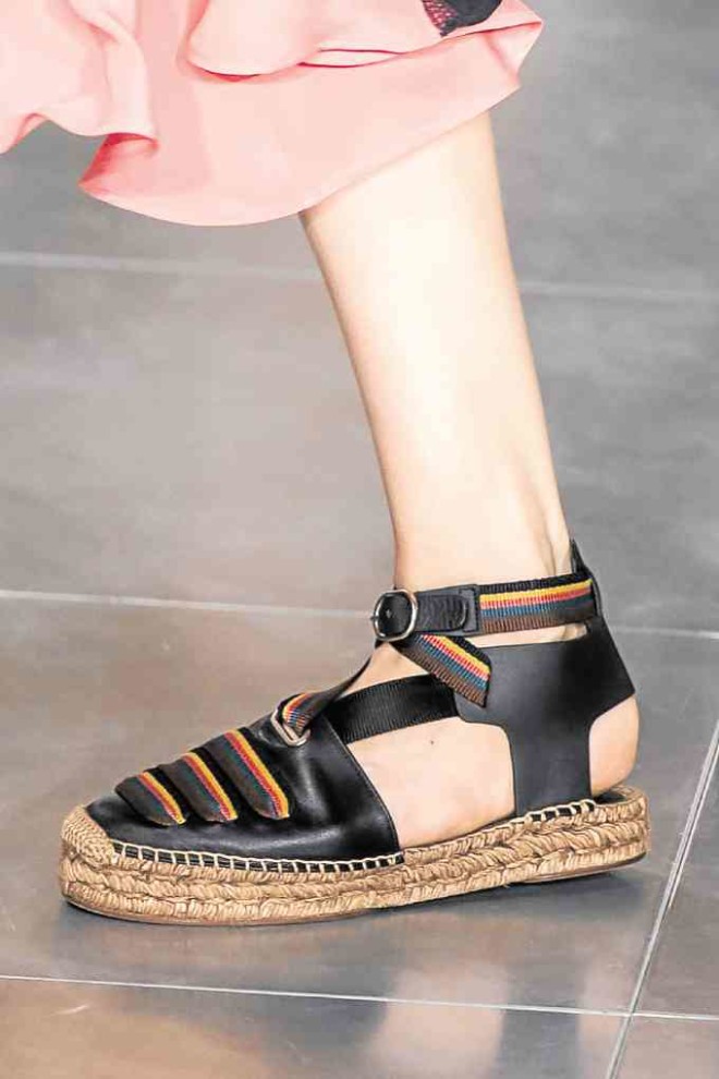 ESPADRILLE Summer staple jazzed upwith leather straps