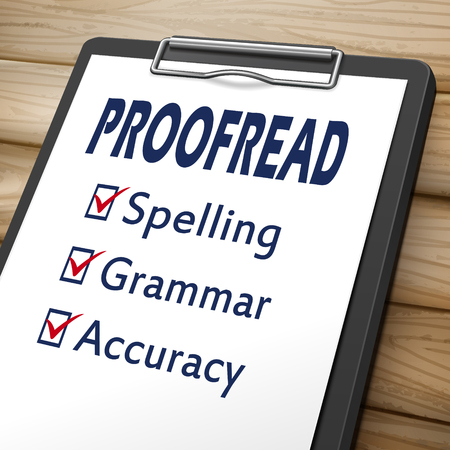 61357599 - proofread clipboard 3d image with check boxes marked for spelling, grammar and accuracy