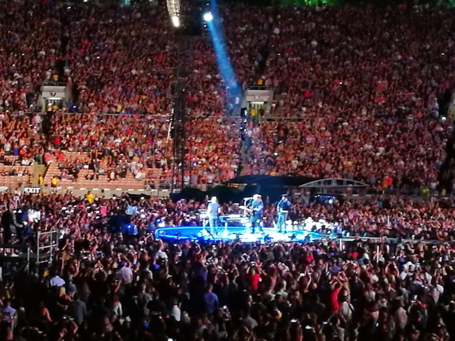 Coldplay in Pasadena. The band's "Head Full of Dreams" tour, which makes its Manila stop on April 4, has three stage setups for closer audience interaction.