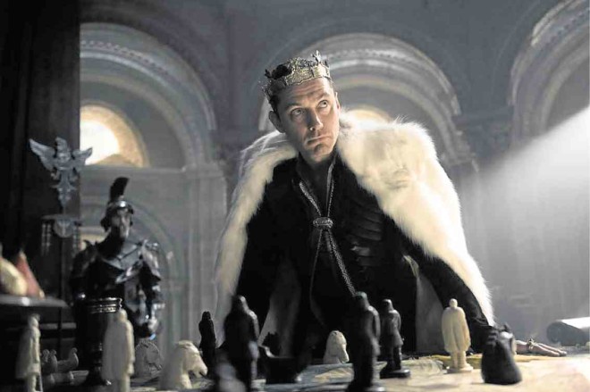 Vortigern, played by Jude Law, got his title as king by slaying his own brother.