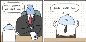 The blue gentleman in Janjan Comics