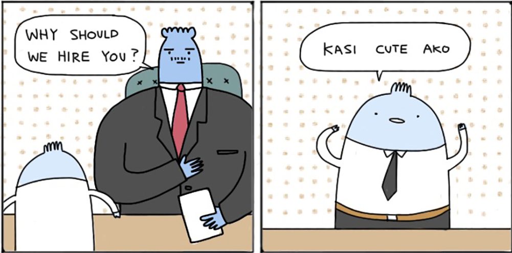 The blue gentleman in Janjan Comics