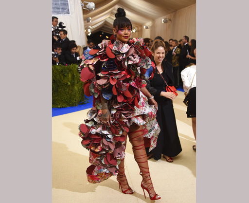 Rihanna attends The Metropolitan Museum of Art's Costume Institute benefit gala celebrating the opening of the Rei Kawakubo/Comme des Garçons: Art of the In-Between exhibition on Monday, May 1, 2017, in New York. (Photo by Evan Agostini/Invision/AP)
