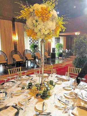 Towering floral centerpiece