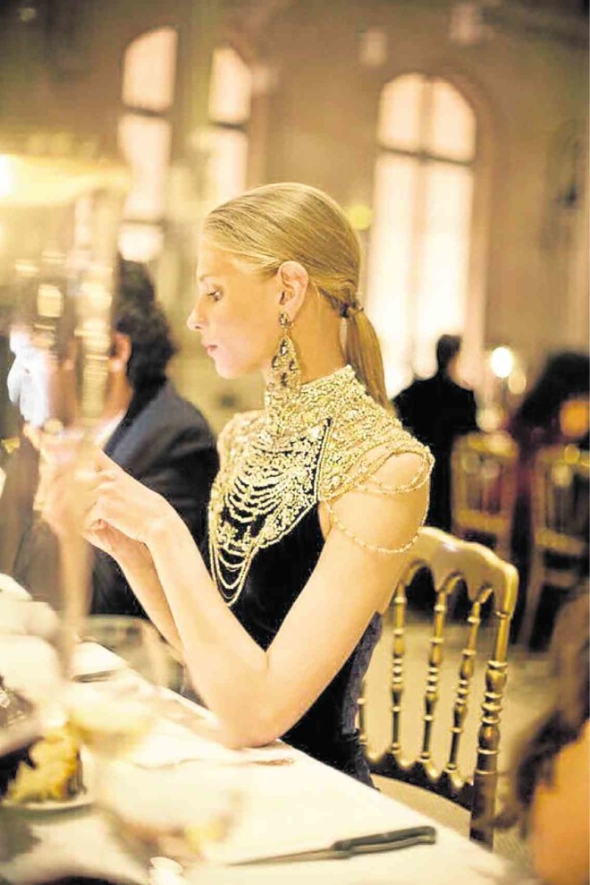 Bib necklace. Ralph Lauren offers themost extravagant style.Only a few can get away with this.