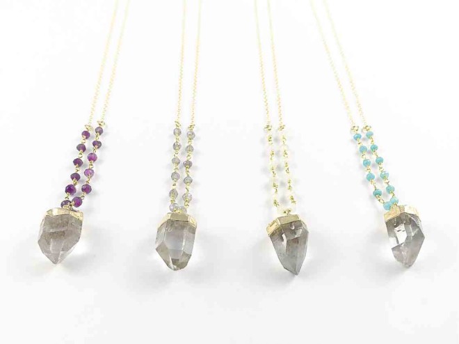Rough quartz pendantswith crystal accent to personalize style