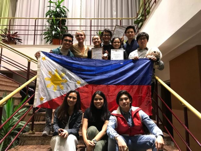Members of Dulaang Filipino, the resident theater company of De La Salle-College of Saint Benilde (DLS-CSB), in Minsk, Belarus