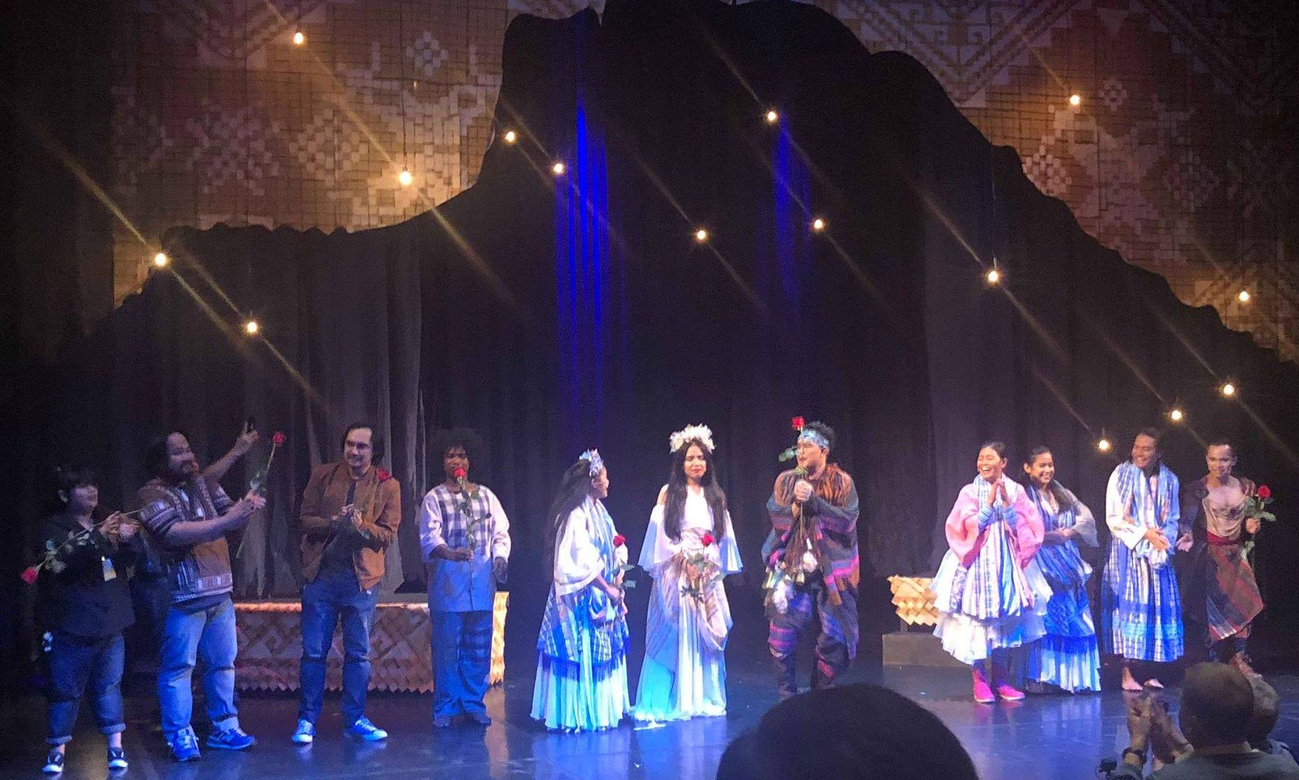 Tanghalang Pilipino actors taking their bows after a performance of “Nang Dalawin ng Pag-ibig si Juan Tamad” at the Theatre Centre Vishnevy Sad in Moscow, Russia. PHOTO BY SHERYL SONGSONG