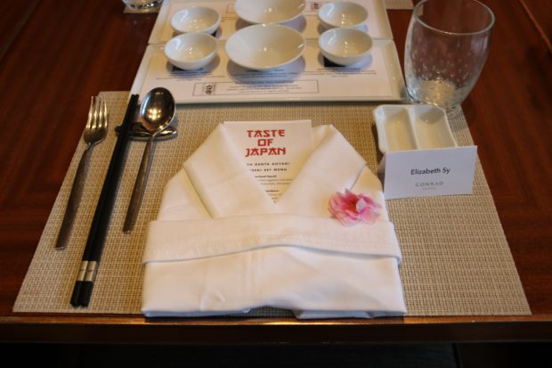 Conrad Manila’s Brasserie on 3: Taste of Japan table napkin