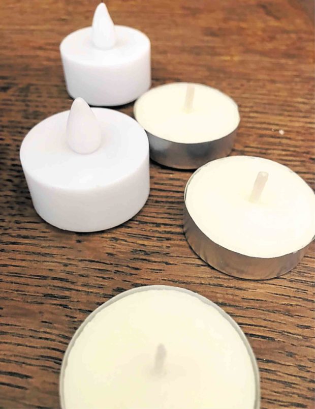 Tea lights, real or battery-operated