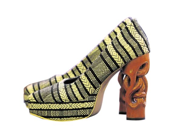 Risqué Designs pumps with Iloilo ‘hablon’ weave upper and sculpted heel