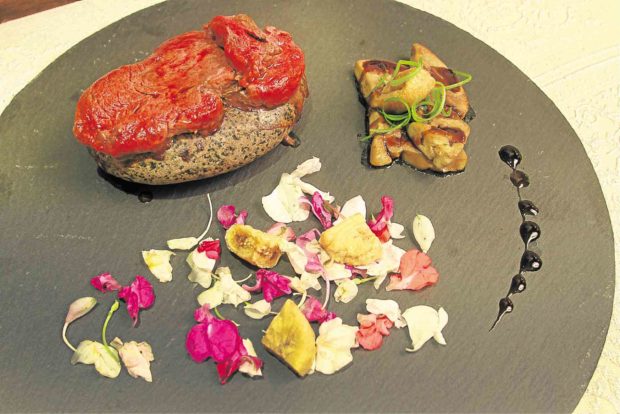 Wagyu steak with foie gras resembles an artist’s palette.