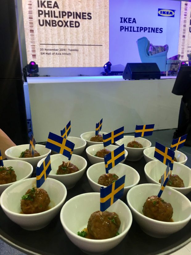 Famous Ikea meatballs served at the press conference at SM MOA