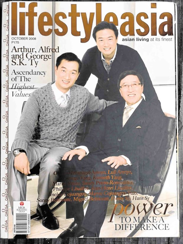 George S.K. Ty on the magazine cover with sons Arthur and Alfred