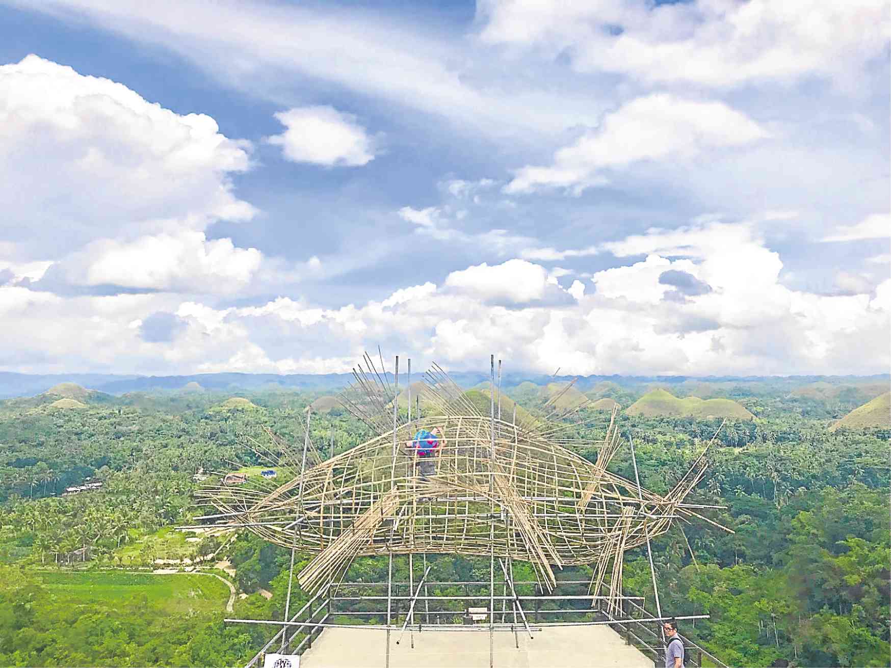 Leeroy New’s “Kugtong,” an art installation at the viewing deck of the famous Chocolate Hills in Bohol