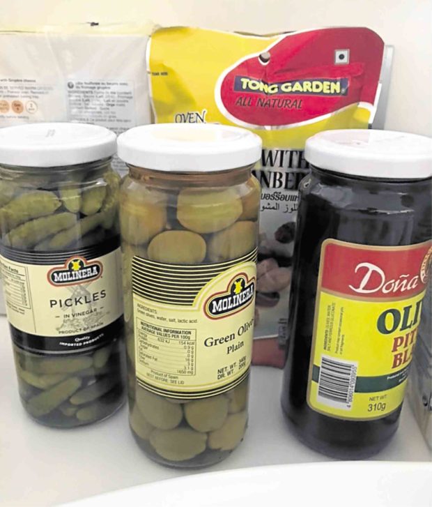 Pickles, olives, nuts