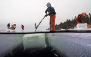 Harvesting ice in New Hampshire