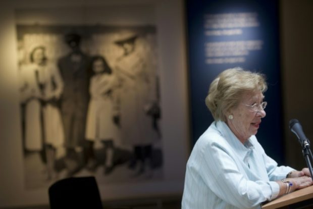 Anne Frank's stepsister speaks to swastika teens
