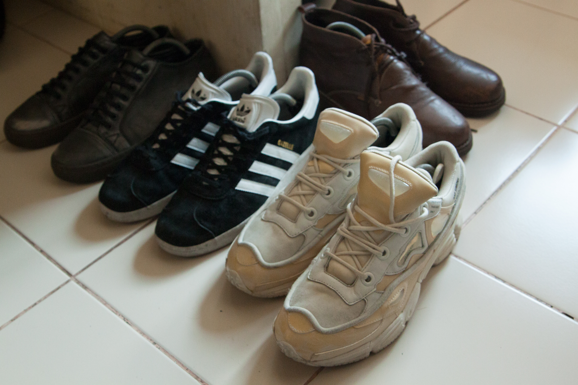 Some from Jack’s sneakers rotation, including the Gazelle and Ozweego. PHOTO © JED GREGORIO