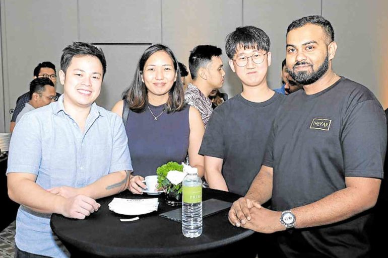 Mamo Thevar with young chefs Alex Tan, Mikee Lopez and Park Youngcheol