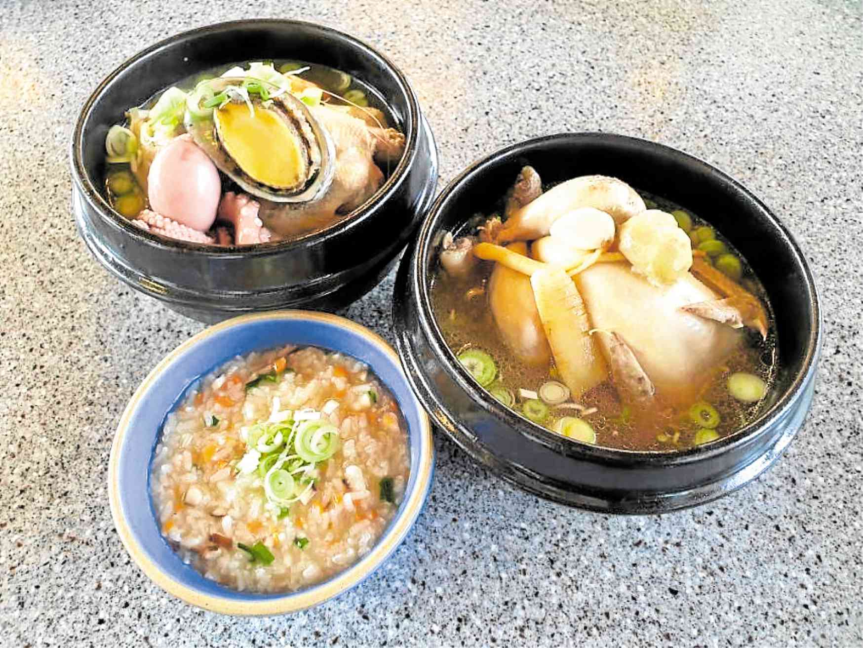 Seafood Samgyetang, Samgyetang, and Samgyetang Porridge