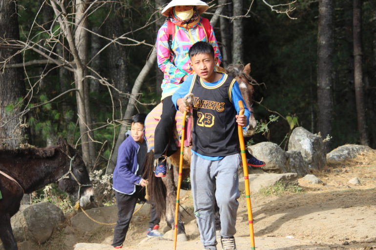 The juvenile porters for tourists in Bhutan