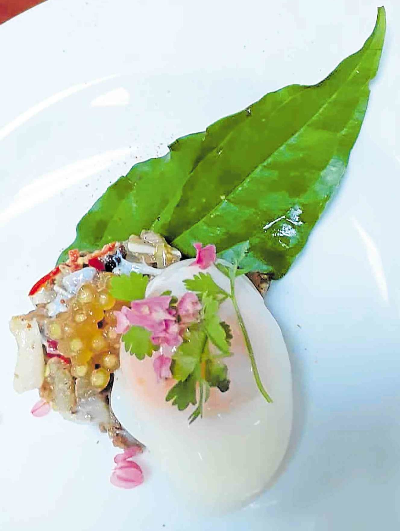 Chef Sau del Rosario’s sous vide egg and soy-calamansi caviar
