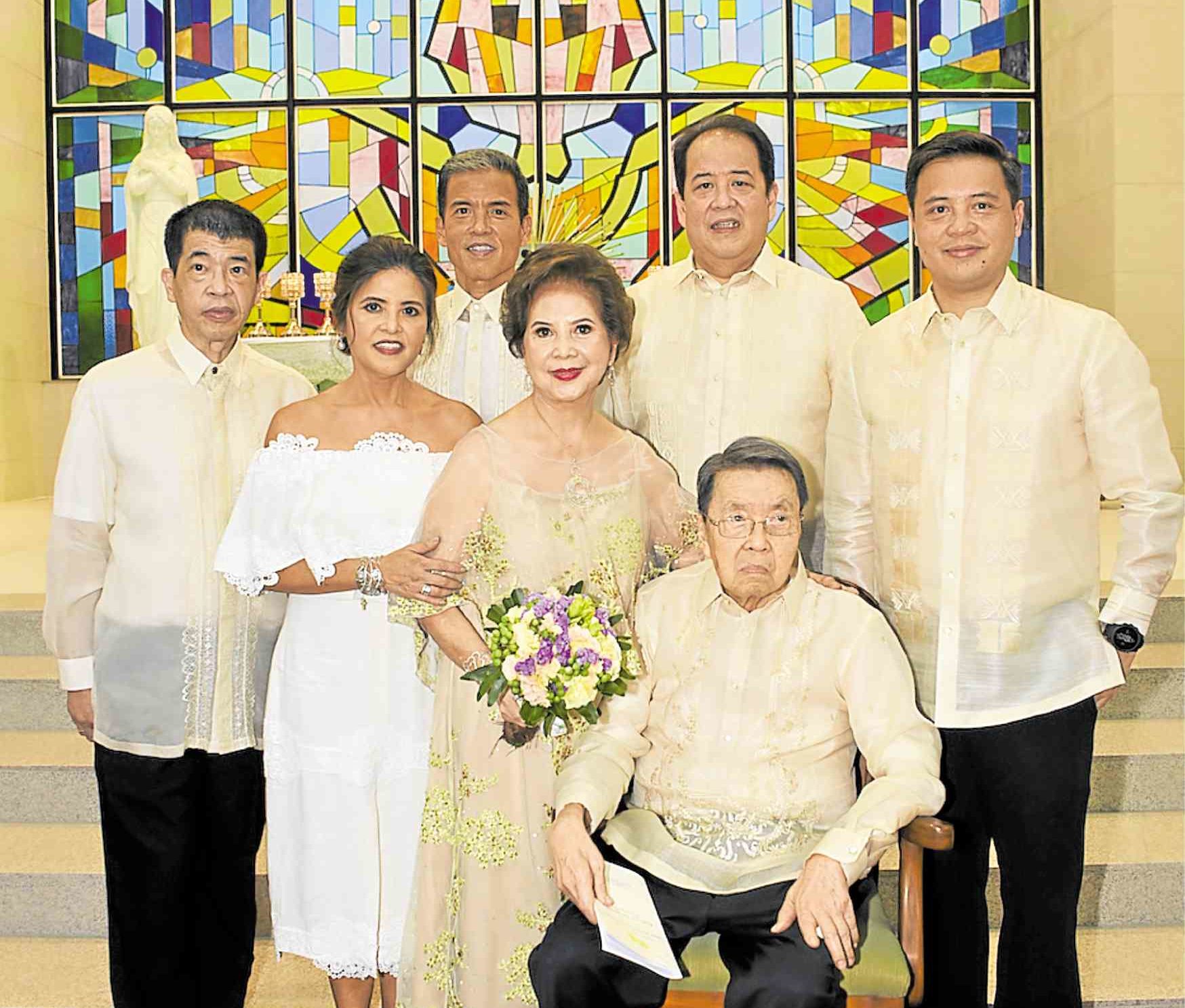 The Concepcion couple with their children (from left) Stephen, Rica, Patrick, Joseph and Anthony