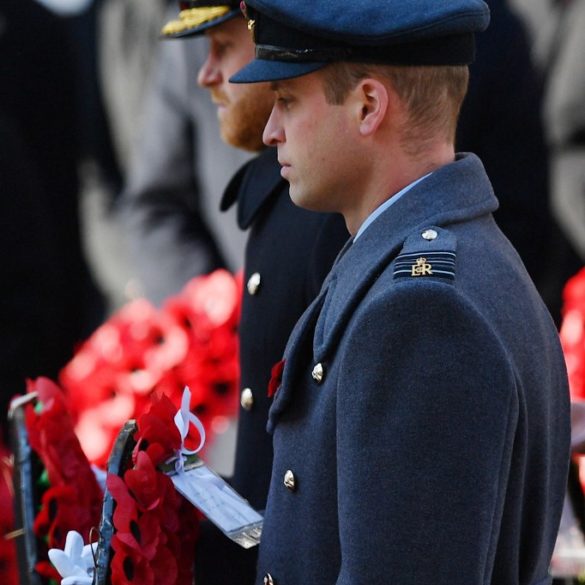 Britain's Prince Harry, Duke of Sussex, (L) and Britain's Prince William, Duke of Cambridge, (R) lay a wreath at the Cenotaph during the Remembrance Sunday ceremony at the Cenotaph on Whitehall in central London, on November 10, 2019. - Remembrance Sunday is an annual commemoration held on the closest Sunday to Armistice Day, November 11, the anniversary of the end of the First World War and services across Commonwealth countries remember servicemen and women who have fallen in the line of duty since WWI