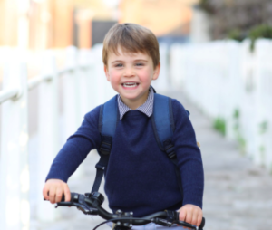 Britain's Prince Louis smiles in this handout image taken by his mother, Catherine, Duchess of Cambridge, at Kensington Palace, shortly before he left for his first day of nursery at the Willcocks Nursery School, in Britain April 21, 2021. The image was released by Kensington Palace ahead of Louis' third birthday