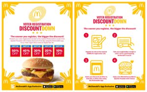 McDonald’s rewards registered voters with its Voter Registration Discountdown promos