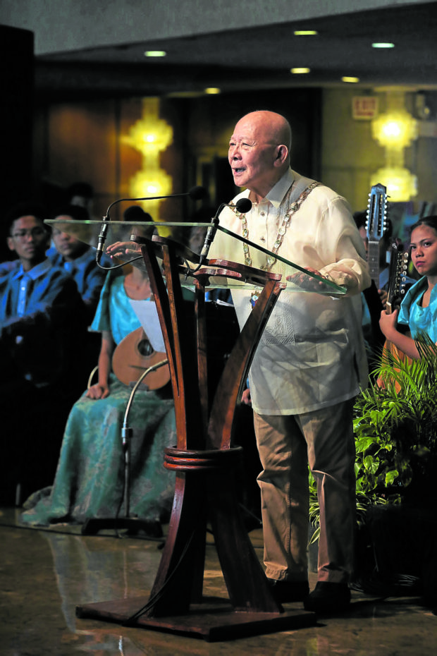 Lumbera speaks at the launch of Surian ng Sining at the Cultural Center of the Philippines in 2019