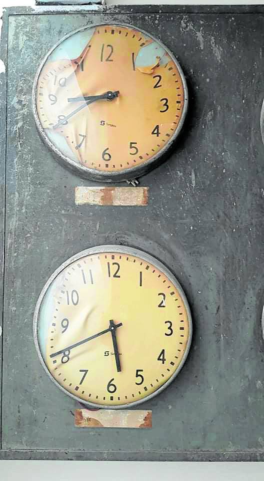 Old clocks inside the tower