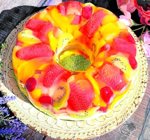 Tutti Fruity gelatin cake  by Gelatin At Its Best