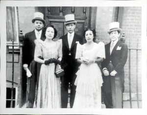 Mr. and Ms Ramon Felix (the former Amparo Acuña), right, with other legation staff during a reception at Buckingham Palace in London