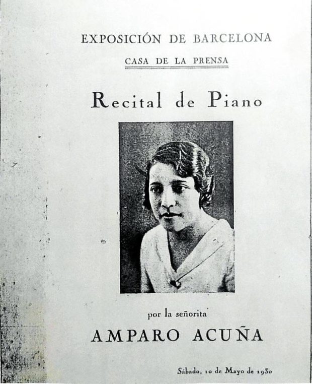 Souvenir program of Amparo Acuña for her piano recital in Barcelona, Spain 