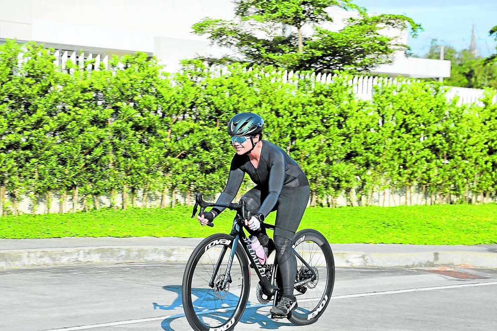 Biking, swimming and running: Nesrin Cali trains for her first triathlon in May.