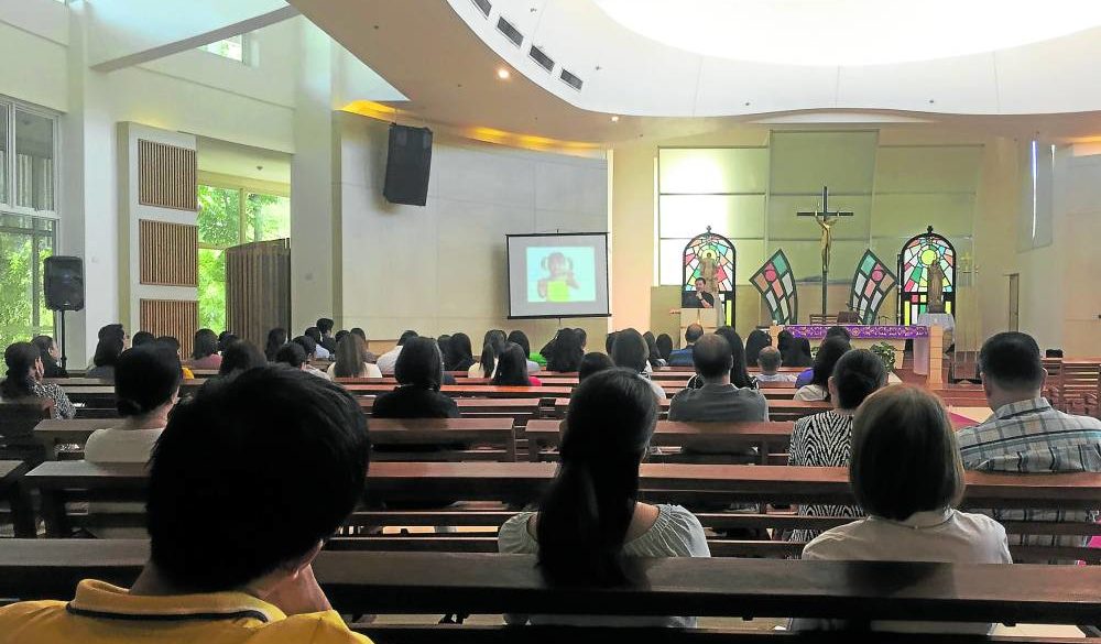 Fr. Ian Gabinete addressing parents at the Our Lady of the Star chapel