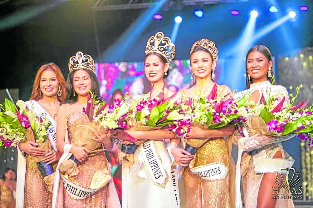 NEW QUEENS Hiyas ng Pilipinas winners (from left) first runner- up Evangeline Fuentes, Miss Elite Philippines Azriel Coloma, Miss Tourism World Philippines Dean Dianne Balogal, Miss Tourism Queen International Philippines Phoebe Godinez and second runner-up Ma. Guizzelle de Leon. —FACEBOOK PHOTO