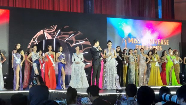 Actor Marco Gumabao hosts the Miss Universe Philippines preliminary competition. STORY: Miss Universe PH pageant holds first live preliminary competition