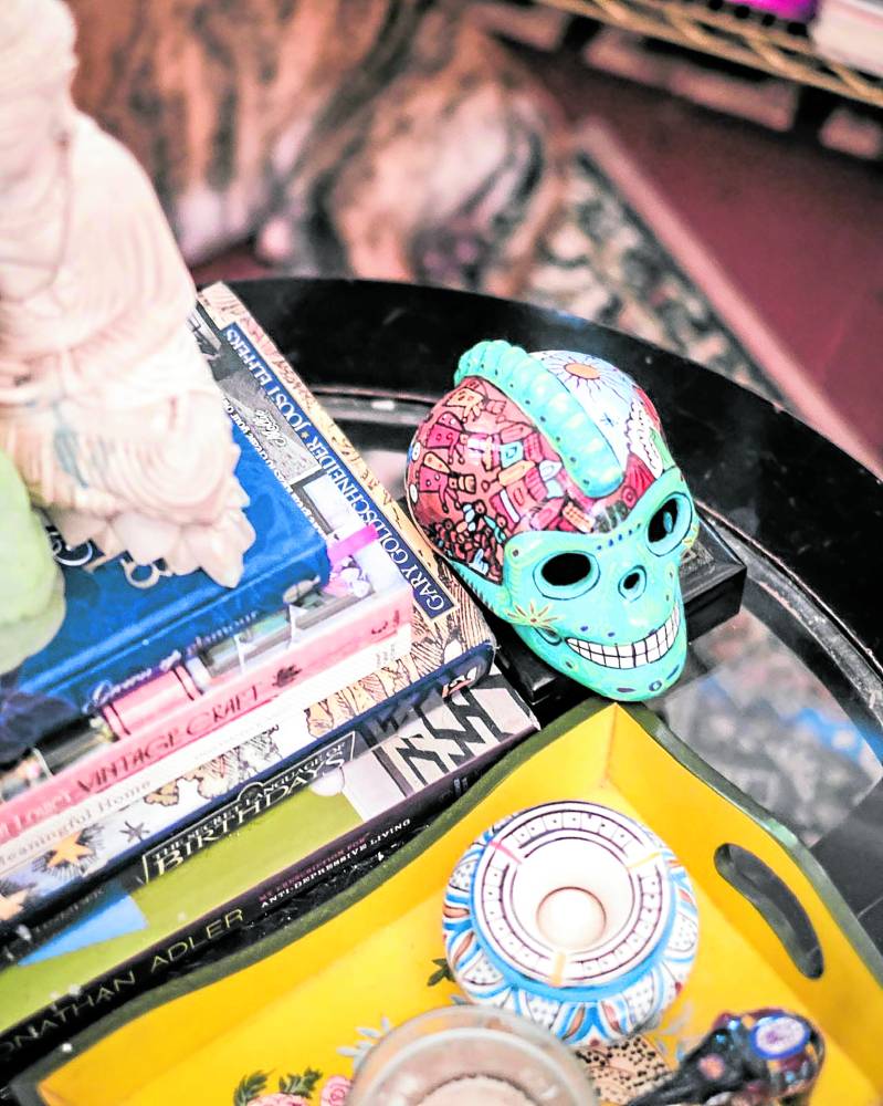 Skull candy from Oaxaca in Mexico, antique ashtrays from flea markets