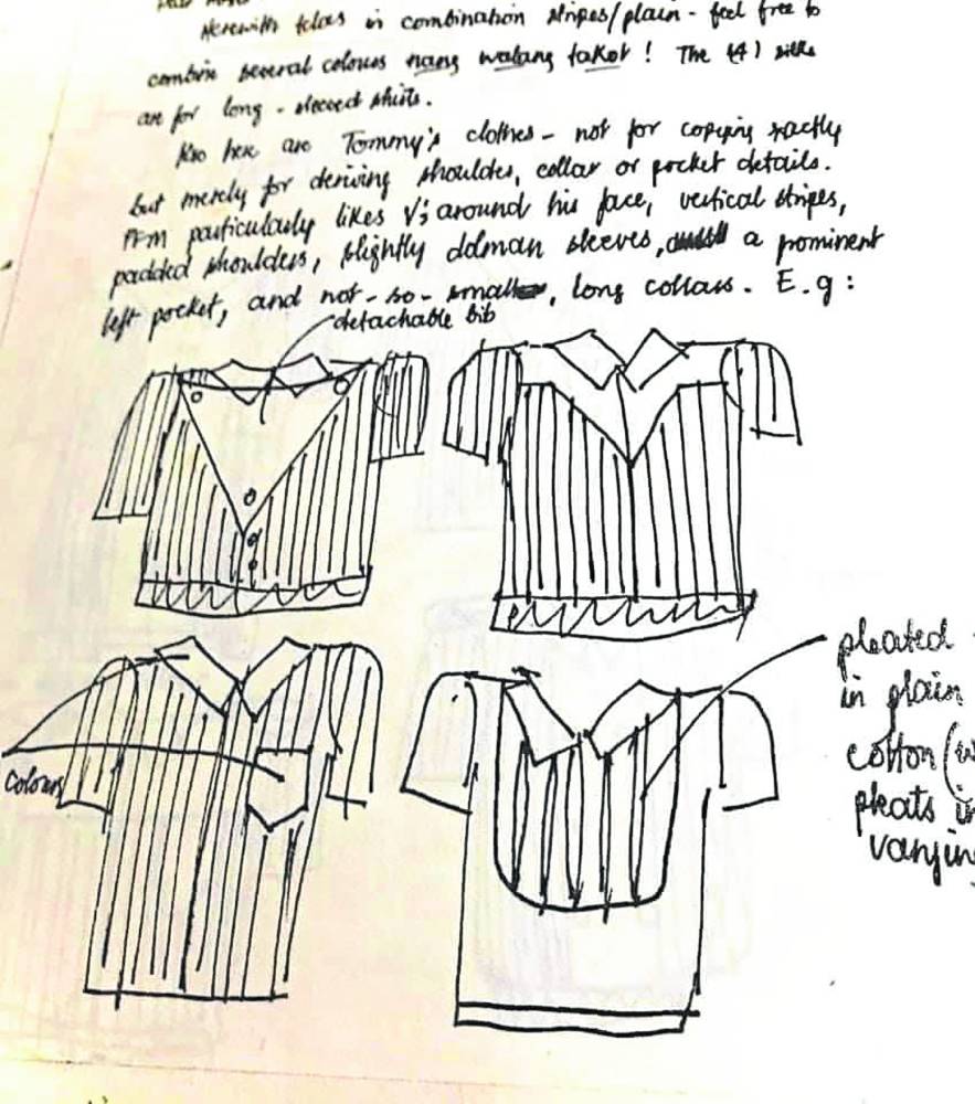 Imee Marcos suggested shirt-jac pegs to designer Barge Ramos for her father.
