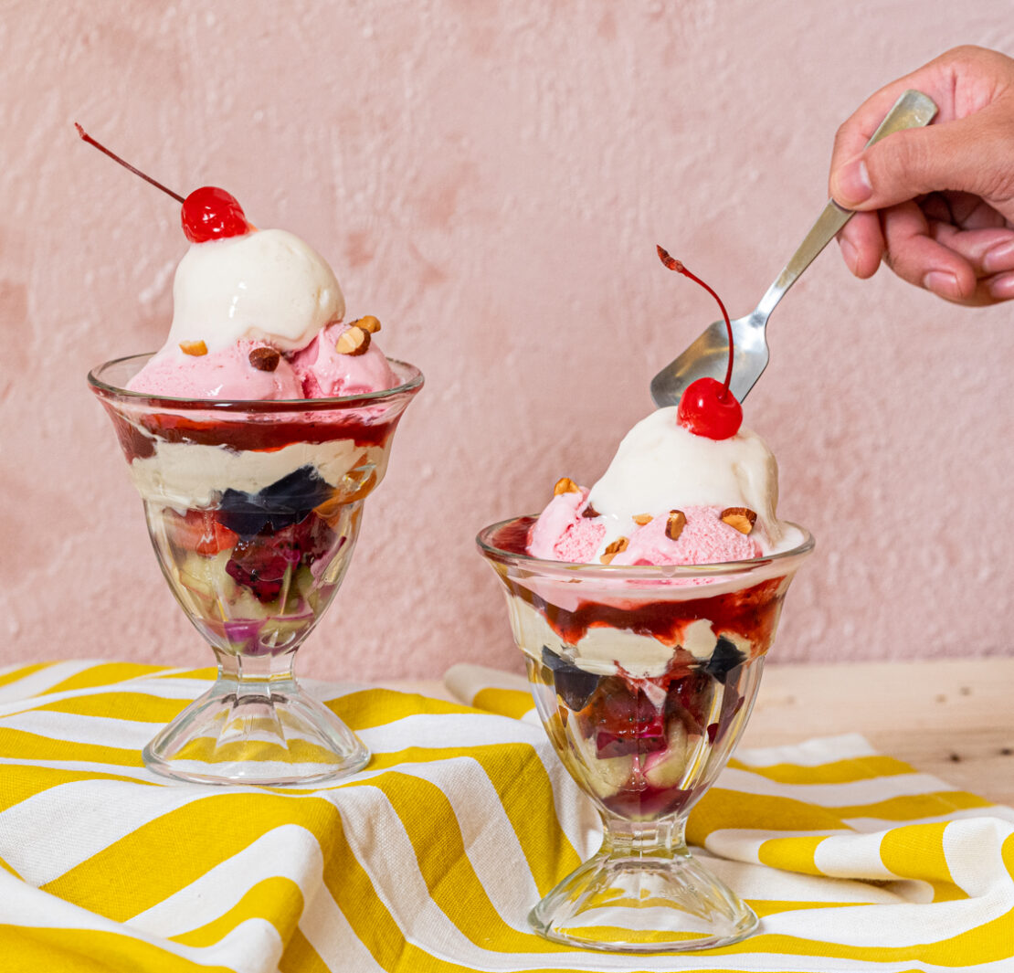 Halo-halo summer may be over but the knickerbocker, a dessert of fresh fruits, nuts, ice cream, and whipped cream is evergreen