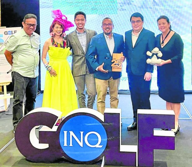 Inquirer Golf editor Jong Arcano, Sea Princess, Juha Turalba, Toti Turalba, Inquirer president Rudyard Arbolado, Sandy Prieto- Romualdez