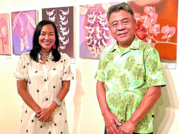 Lumen print artist Julia Sumangil with Dr. Jerry Yapo, director of the University of the Philippines Los Baños Office for Initiatives in Culture and Art