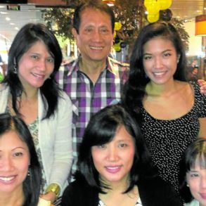 The author in a rare reunion with all his five daughters before the pandemic: (seated) Maysie Houlihan, Minnie Carlos, Minu Yuzon; (standing) Celine Perpiñan, the author and Bianca Henares