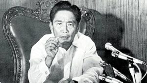 President Ferdinand Marcos declaring martial law on television.