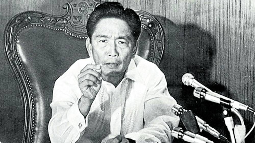 President Ferdinand Marcos declaring martial law on television.