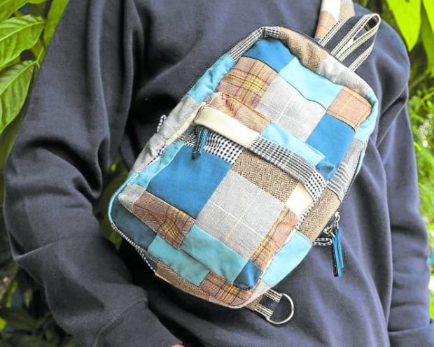 Crossbody bag made with remnants and dead-stock fabric